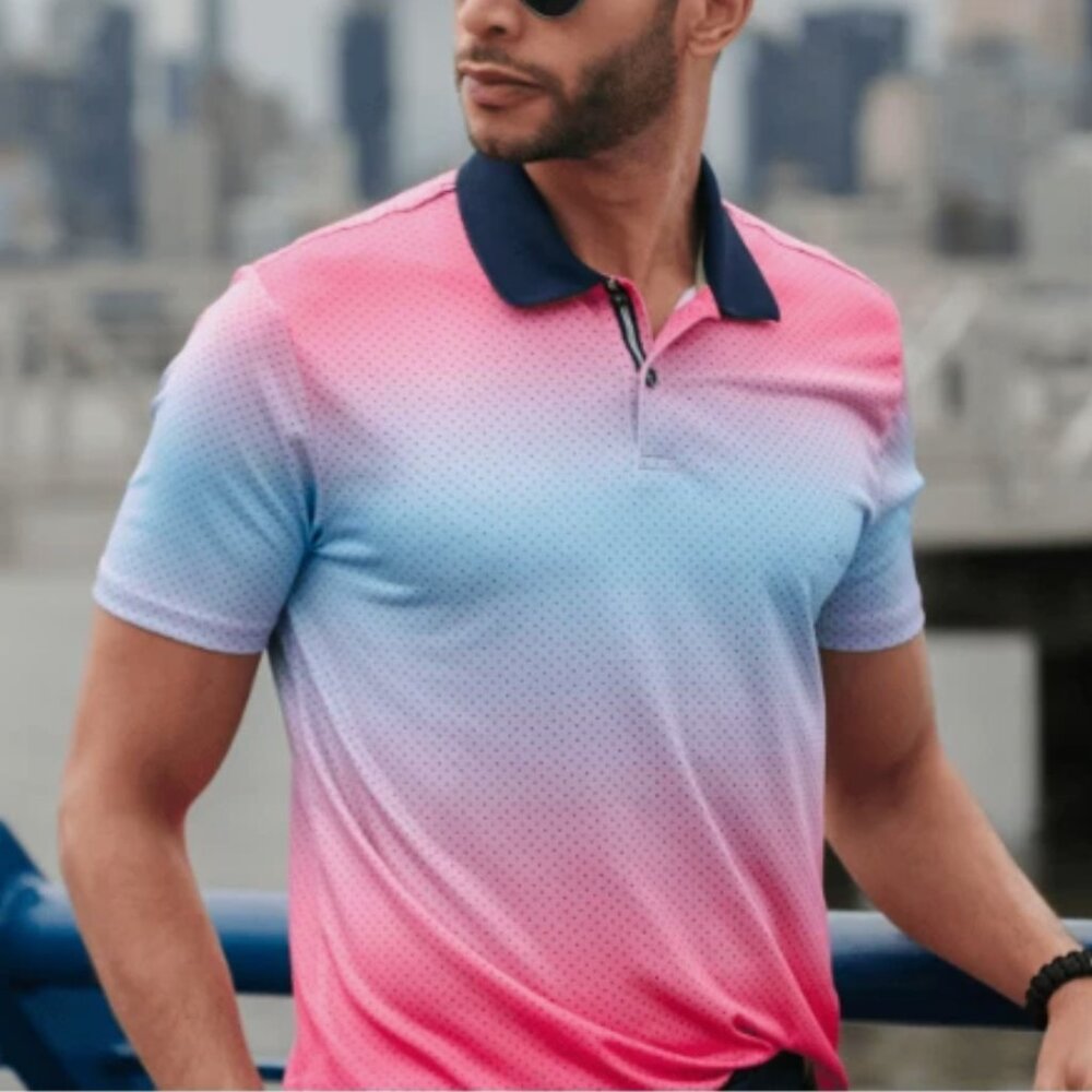 Society of Threads Men Intelli Fresh Polo T-Shirt Spotted Pink Size S